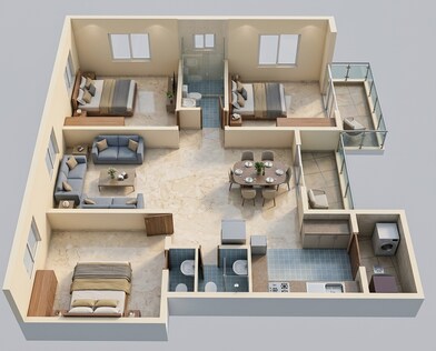 Floor plan of 3 BHK 1562 Sq. Ft. Apartment in DS MAX Samyak, Bangalore