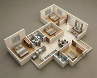 Floor plan of 4 BHK 2050 Sq. Ft. Apartment in DS MAX Samyak, Bangalore