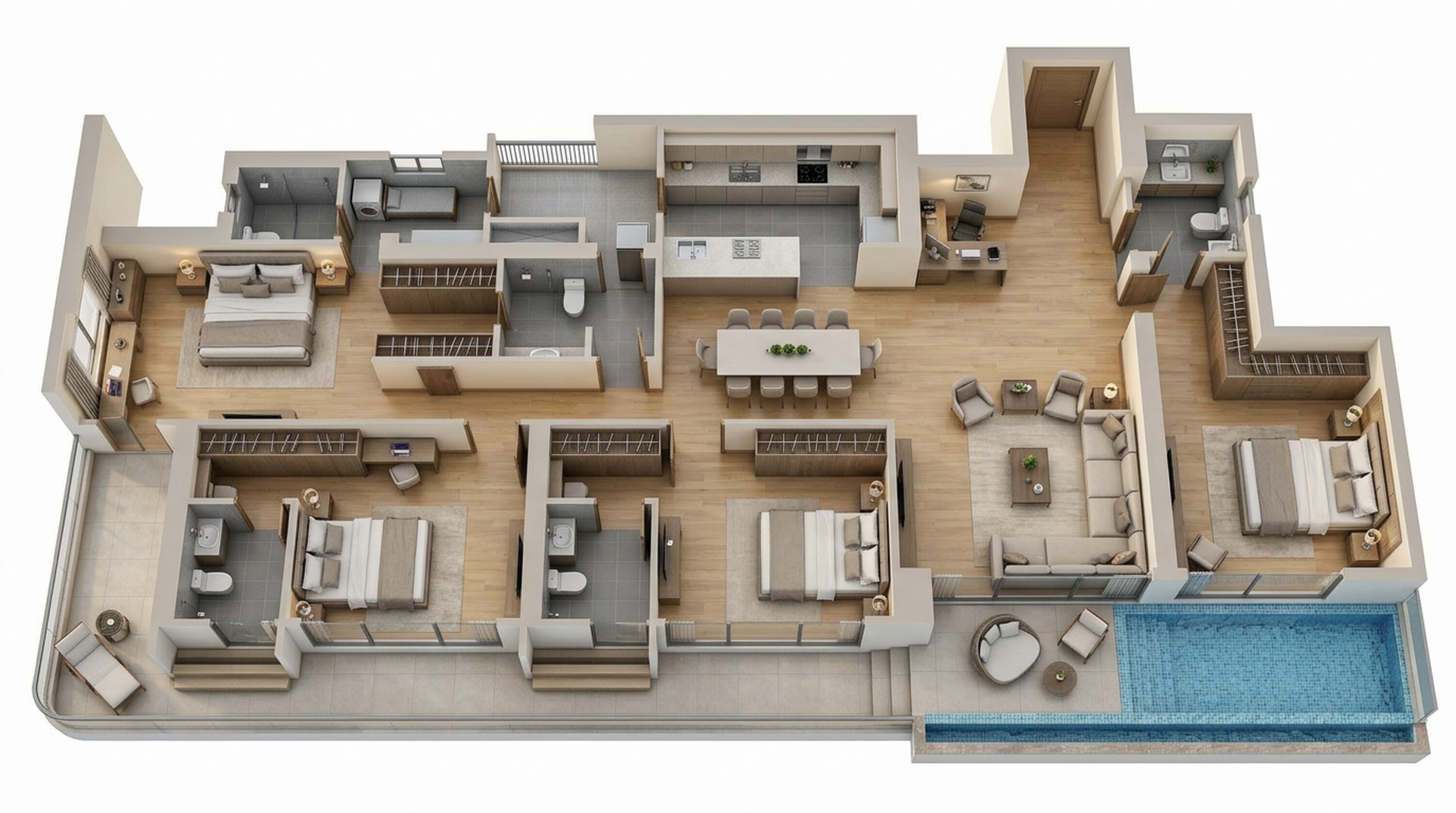 Floor plan of 4 BHK 3660 Sq. Ft. Apartment in Smart World The Edition, Gurgaon