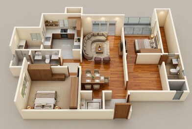 Floor plan of 2 BHK 1080 Sq. Ft. Apartment in Goel Ganga Fairmont, Pune