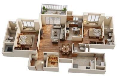 Floor plan of 2 BHK 1305 Sq. Ft. Apartment in Goel Ganga Fairmont, Pune