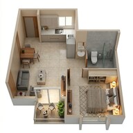 Floor plan of 1 BHK 542 Sq. Ft. Apartment in Salarpuria Sattva Bliss, Bangalore