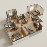 Floor plan of 2 BHK 880 Sq. Ft. Apartment in Salarpuria Sattva Bliss, Bangalore
