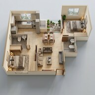 Floor plan of 2 BHK 894 Sq. Ft. Apartment in Salarpuria Sattva Bliss, Bangalore
