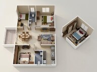 Floor plan of 2 BHK 1110 Sq. Ft. Apartment in Urbanrise On Cloud 33, Hyderabad