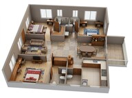 Floor plan of 3 BHK 1617 Sq. Ft. Apartment in Urbanrise On Cloud 33, Hyderabad