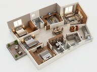Floor plan of 4 BHK 1914 Sq. Ft. Apartment in Urbanrise On Cloud 33, Hyderabad