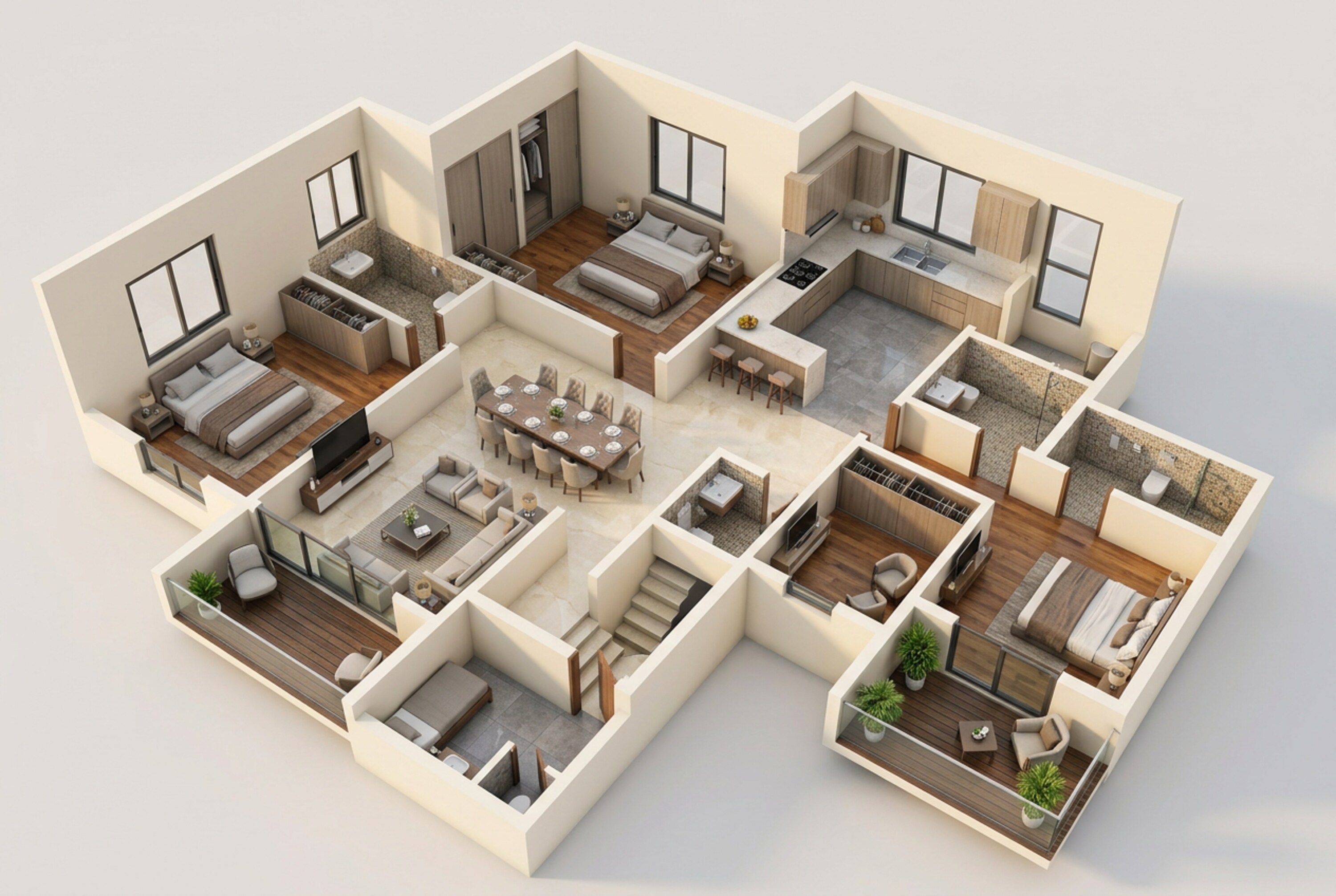Floor plan of 3 BHK 1331 Sq. Ft. Apartment in Lodha Divino, Mumbai
