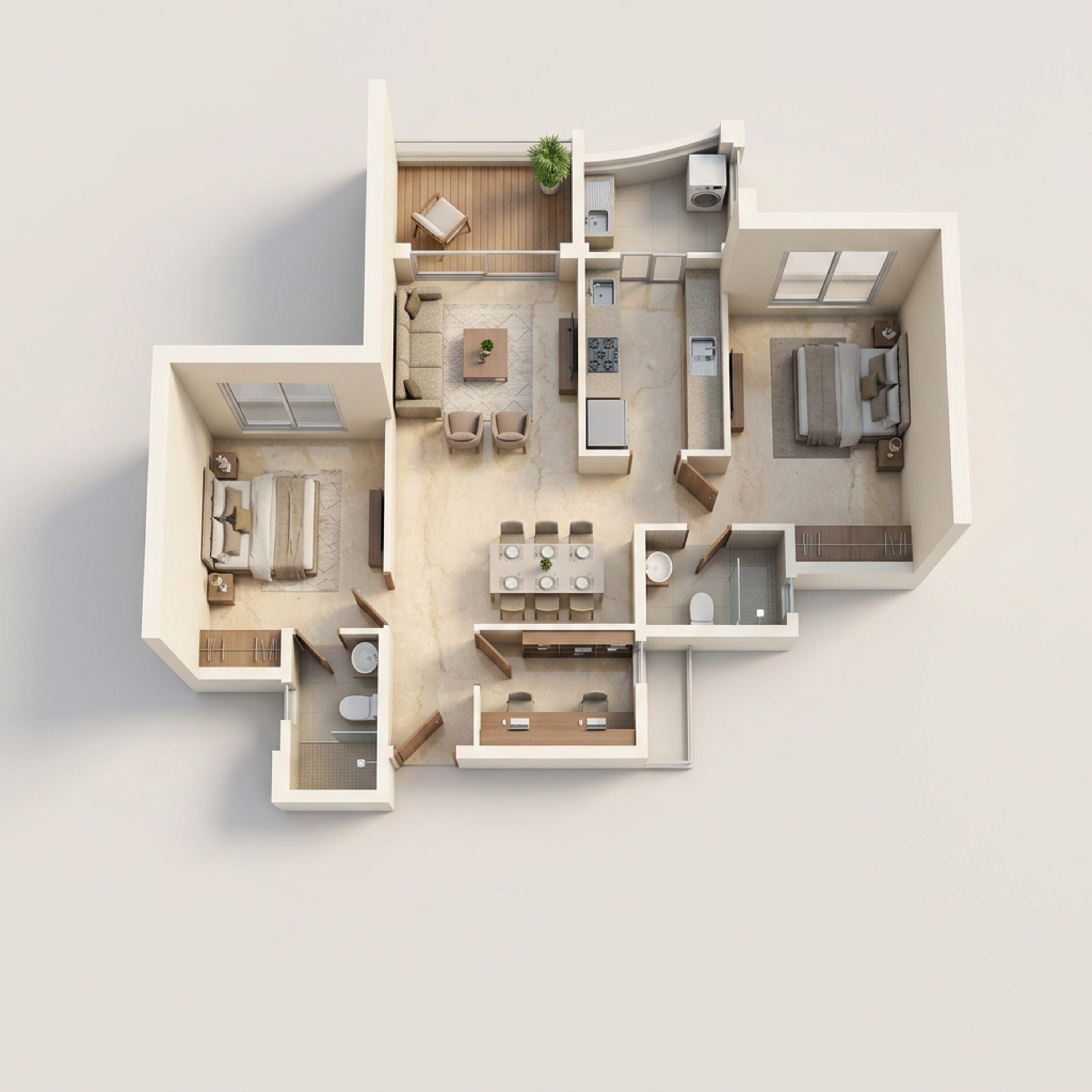 Floor plan of 2 BHK 858 Sq. Ft. Apartment in Lodha Divino, Mumbai
