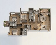 Floor plan of 3 BHK 1578 Sq. Ft. Apartment in Rustomjee Ashiana, Mumbai