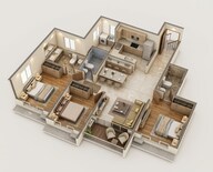 Floor plan of 3 BHK 924 Sq. Ft. Apartment in Dosti Greenscape, Pune