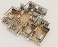 Floor plan of 3 BHK 1082 Sq. Ft. Apartment in Dosti Greenscape, Pune
