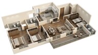 Floor plan of 3 BHK 1170 Sq. Ft. Apartment in Kolte Patil Rose Parade, Pune