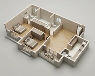 Floor plan of 2 BHK 1010 Sq. Ft. Apartment in Century Novus, Bangalore