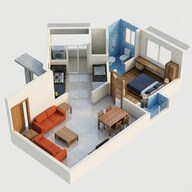 Floor plan of 1 BHK 334 Sq. Ft. Apartment in Arihant Aayan, Thane