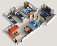 Floor plan of 2 BHK 530 Sq. Ft. Apartment in Arihant Aayan, Thane