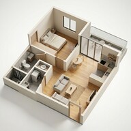 Floor plan of 1 BHK 422 Sq. Ft. Apartment in Kolte Patil Life Republic, Pune