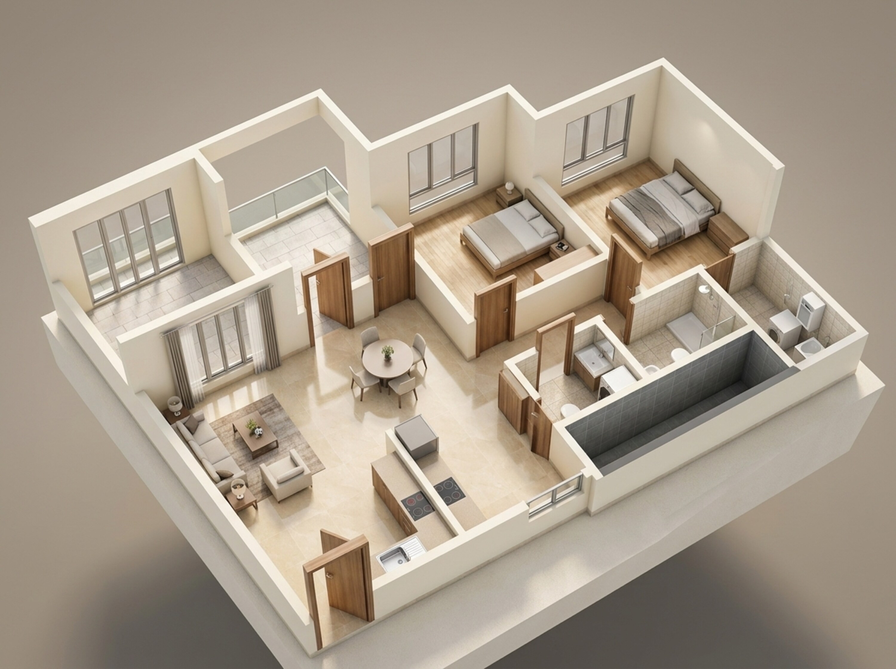 Floor plan of 2 BHK 543 Sq. Ft. Apartment in Kolte Patil Life Republic, Pune