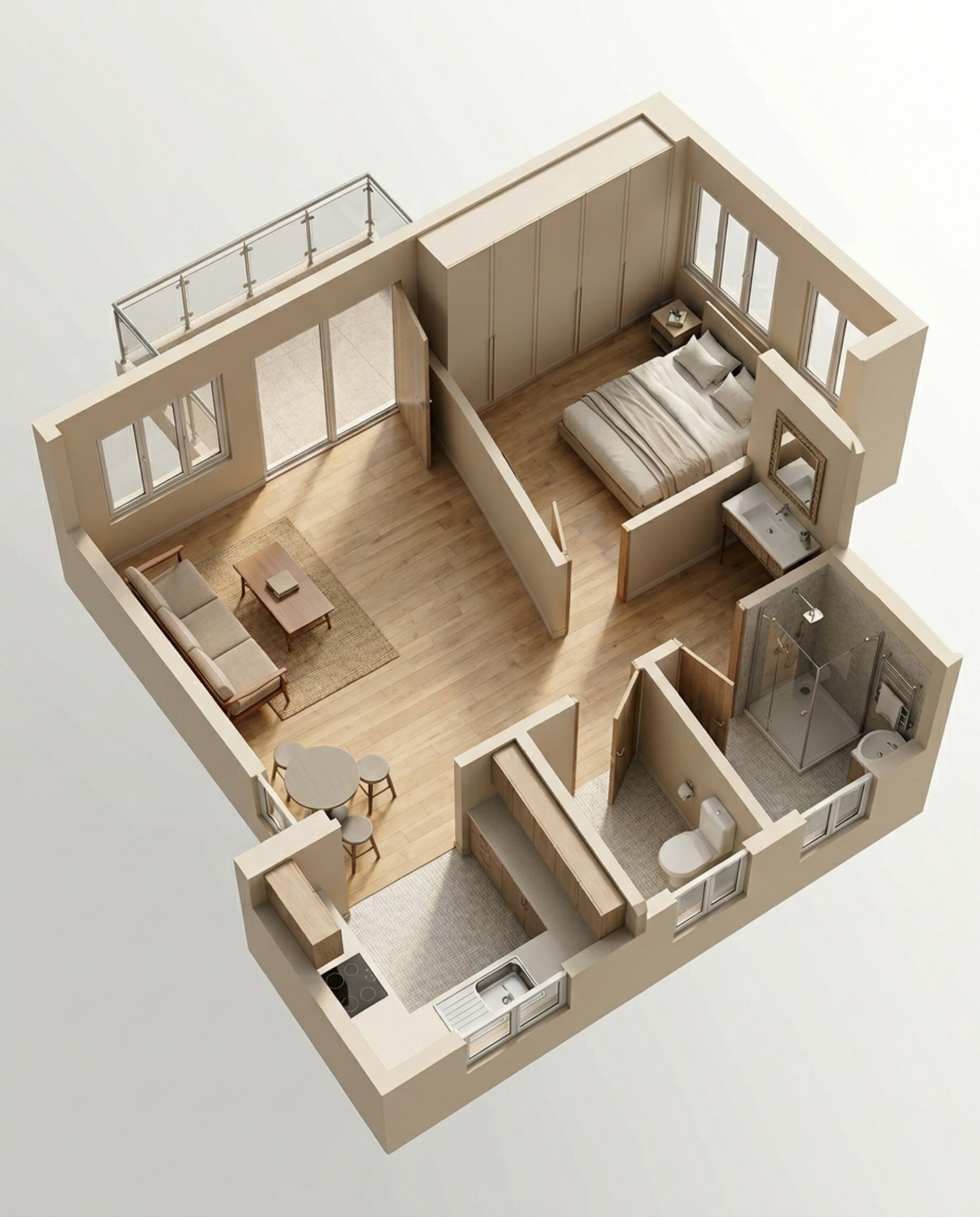 Floor plan of 1 BHK 414 Sq. Ft. Apartment in Kolte Patil Life Republic, Pune
