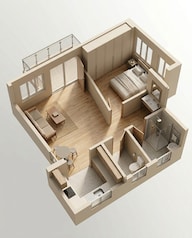 Floor plan of 1 BHK 414 Sq. Ft. Apartment in Kolte Patil Life Republic, Pune