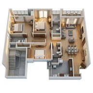 Floor plan of 3 BHK 1438 Sq. Ft. Apartment in Livience Aleenta, Pune