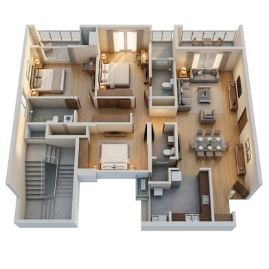 Floor plan of 3 BHK 1438 Sq. Ft. Apartment in Livience Aleenta, Pune