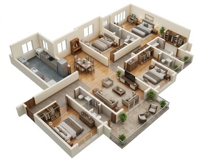 Floor plan of 4 BHK 1900 Sq. Ft. Apartment in Livience Aleenta, Pune