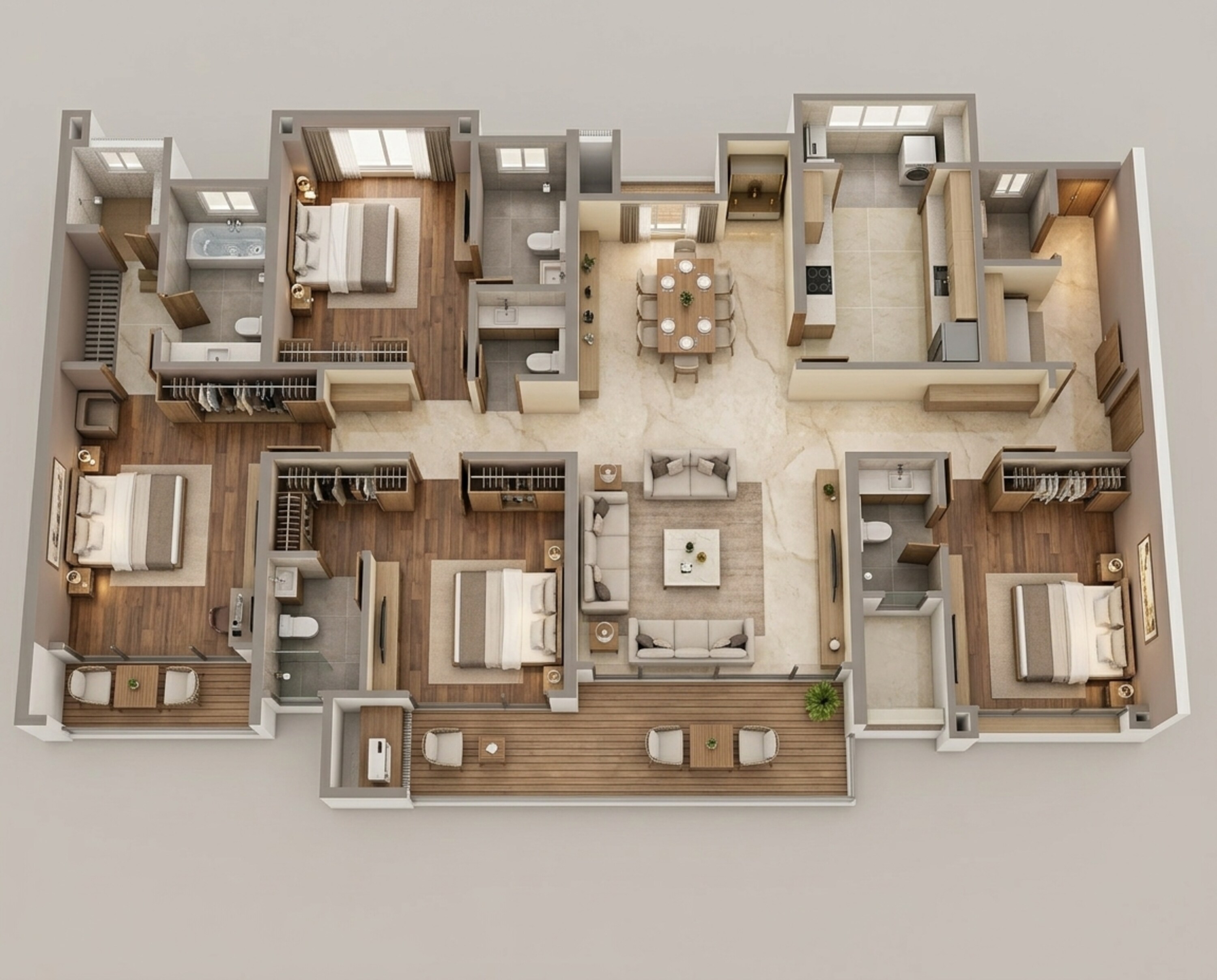 Floor plan of 4 BHK 2200 Sq. Ft. Apartment in Livience Aleenta, Pune