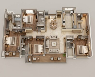 Floor plan of 4 BHK 2200 Sq. Ft. Apartment in Livience Aleenta, Pune