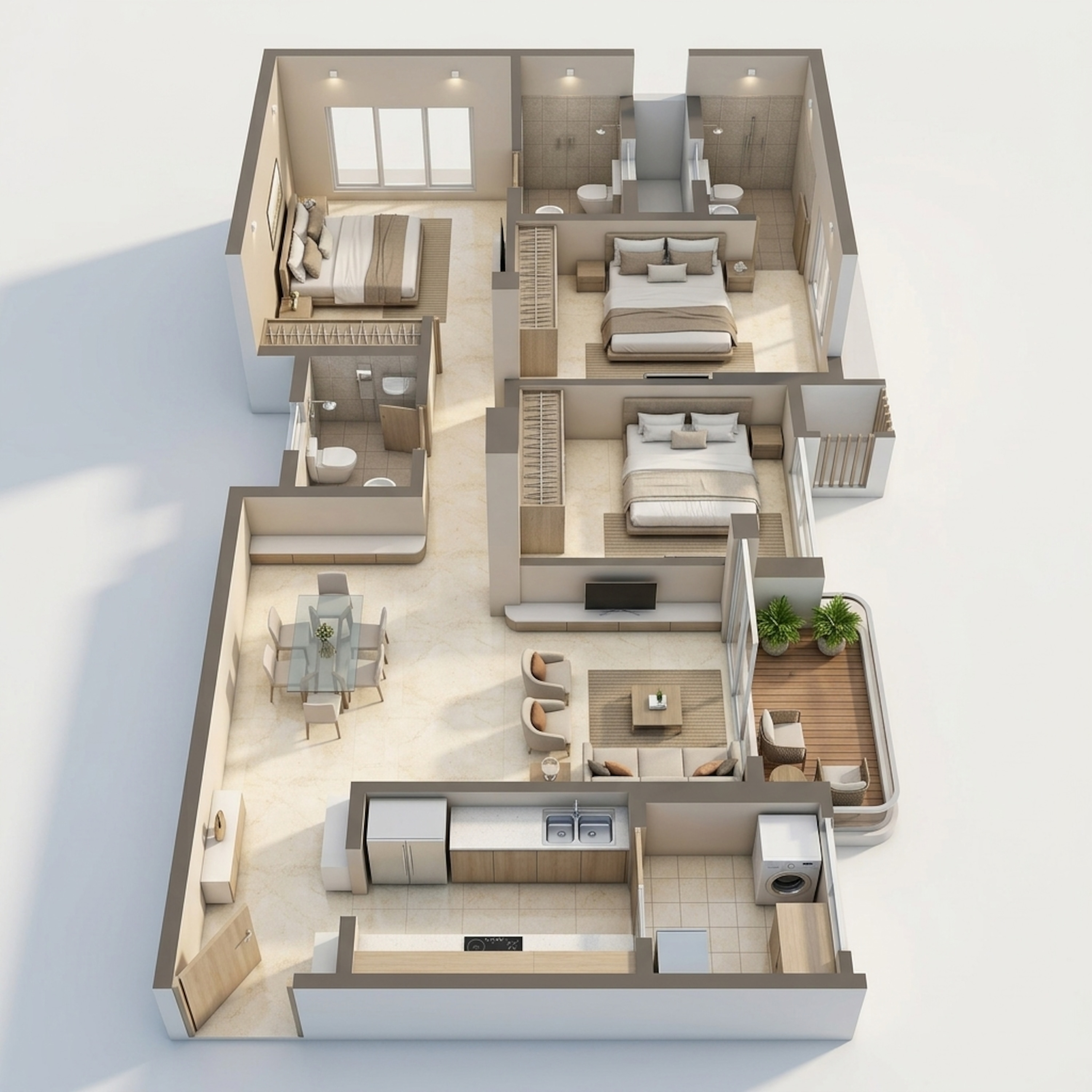Floor plan of 3 BHK 1133 Sq. Ft. Apartment in Lodha Panache, Pune