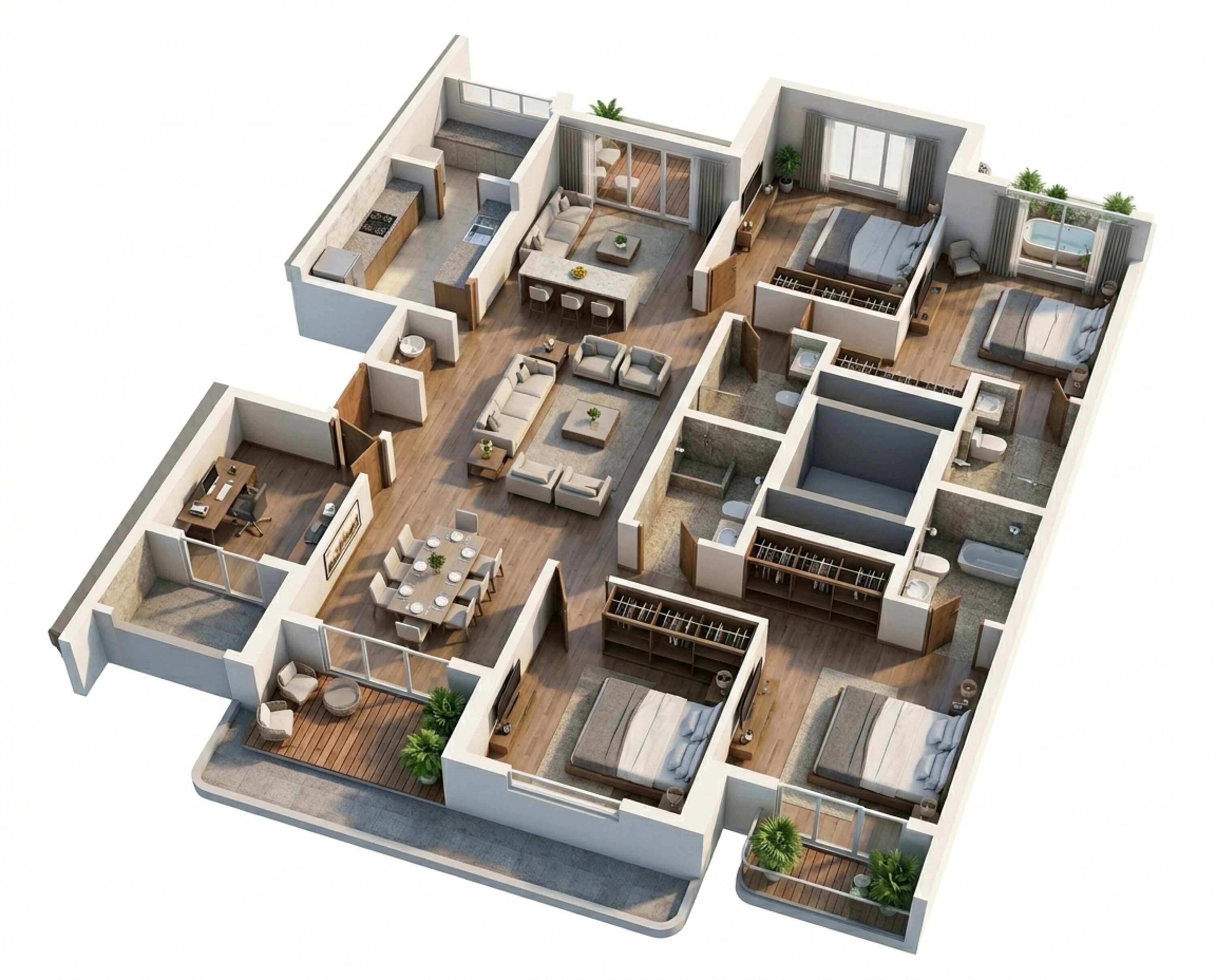 Floor plan of 4 BHK 1679 Sq. Ft. Apartment in Lodha Panache, Pune