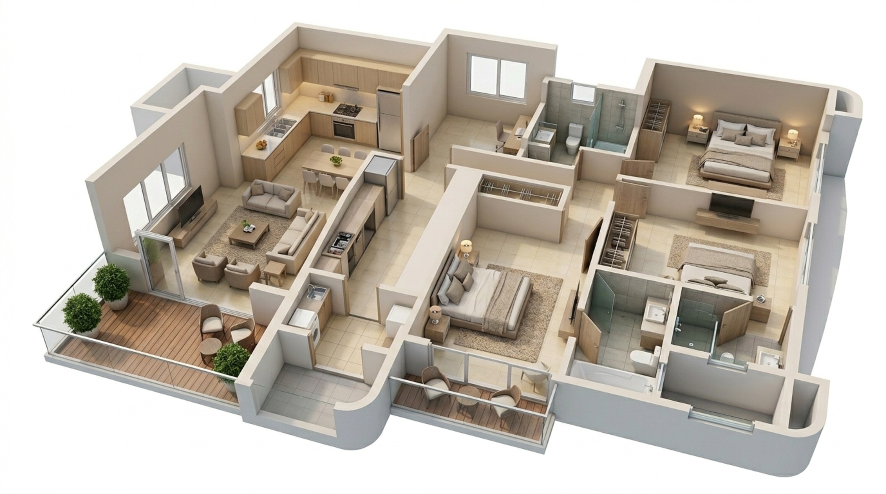 Floor plan of 3 BHK 1241 Sq. Ft. Apartment in Lodha Panache, Pune