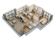 Floor plan of 2 BHK 540 Sq. Ft. Apartment in Rustomjee Cleon, Mumbai