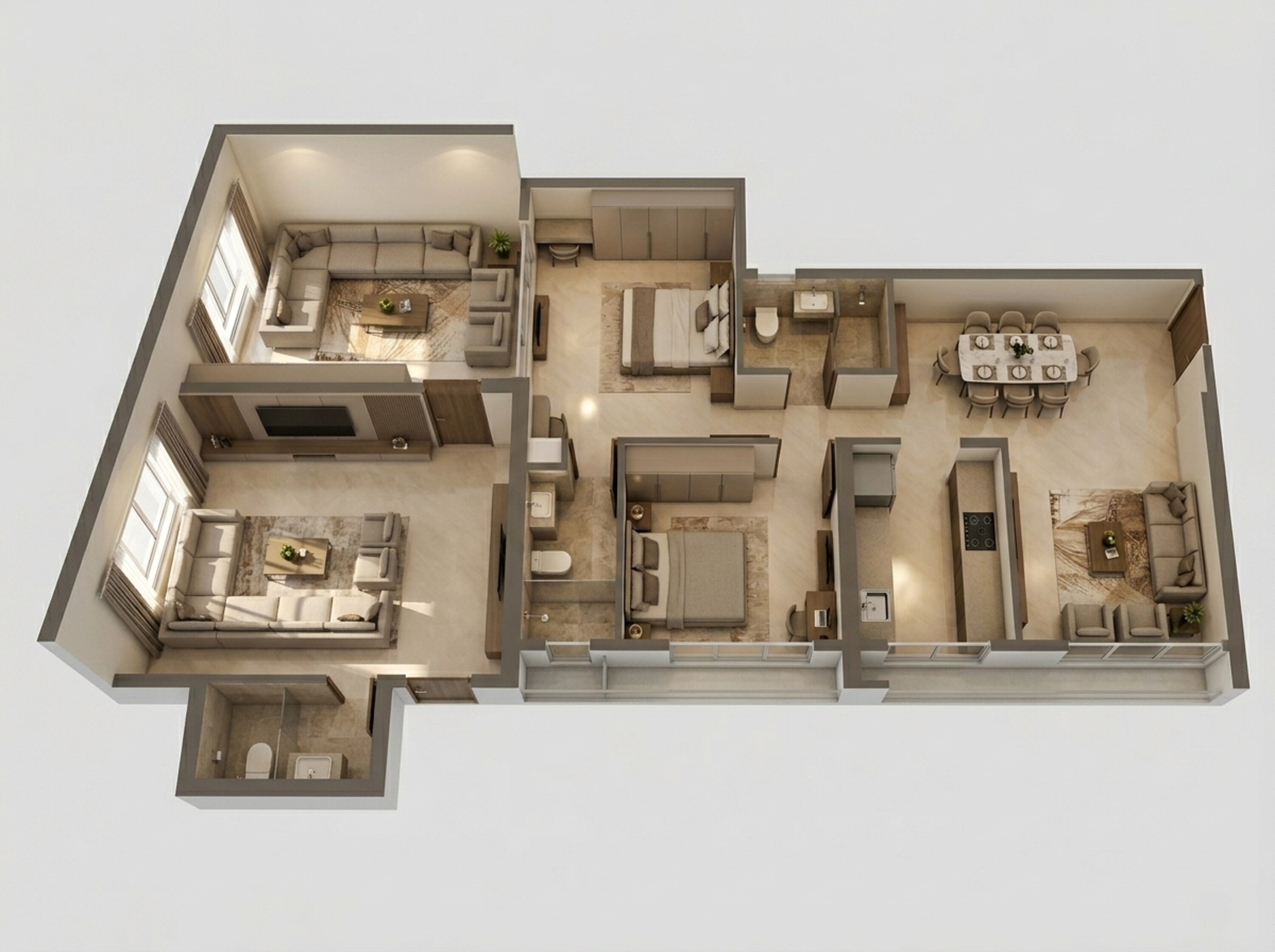 Floor plan of 2 BHK 659 Sq. Ft. Apartment in Rustomjee Cleon, Mumbai