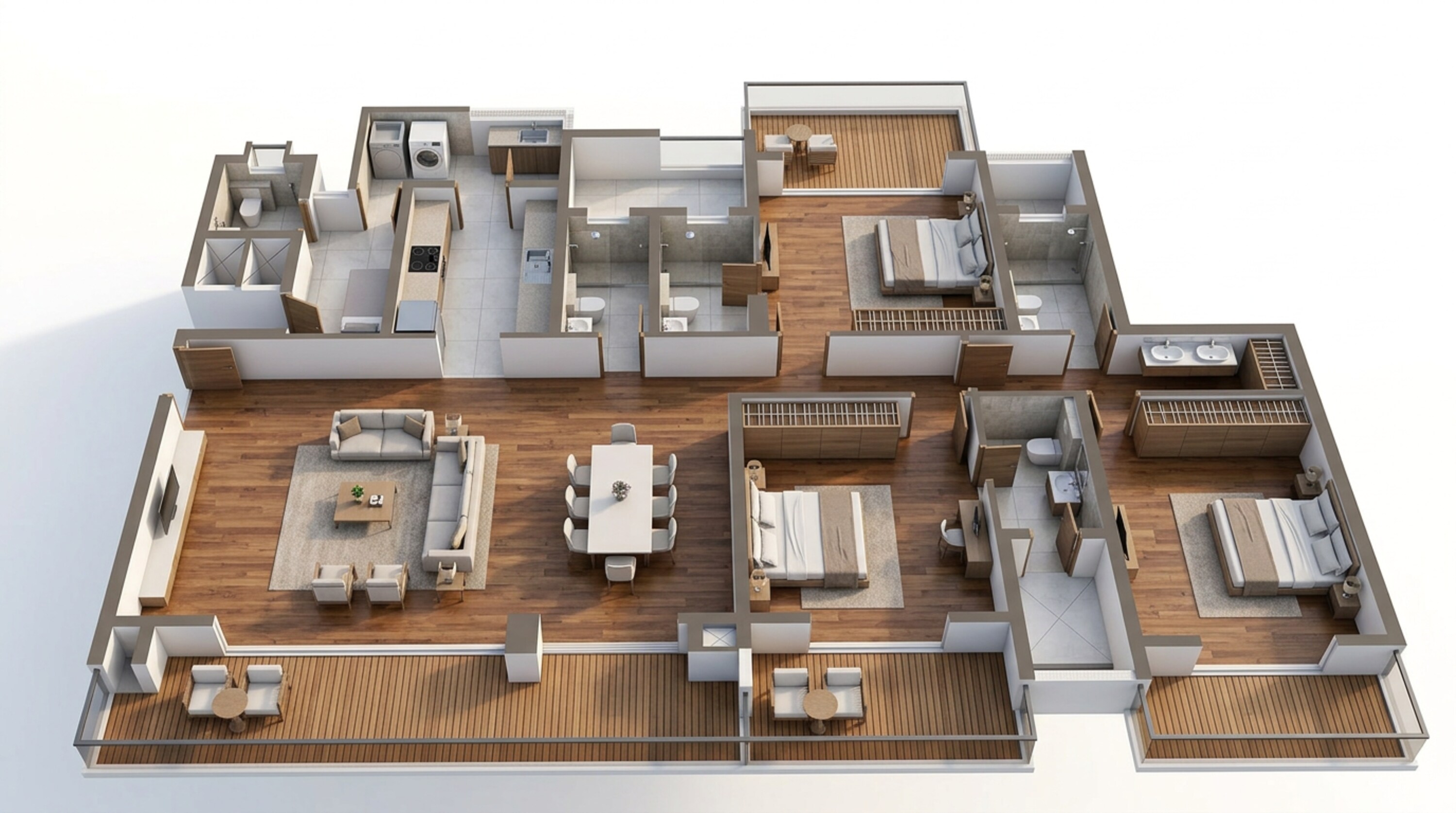 Floor plan of 3 BHK 2692 Sq. Ft. Apartment in Purva Meraki, Bangalore