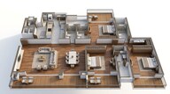 Floor plan of 3 BHK 2692 Sq. Ft. Apartment in Purva Meraki, Bangalore