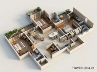 Floor plan of 3 BHK 2260 Sq. Ft. Apartment in M3M Golf Hills, Gurgaon
