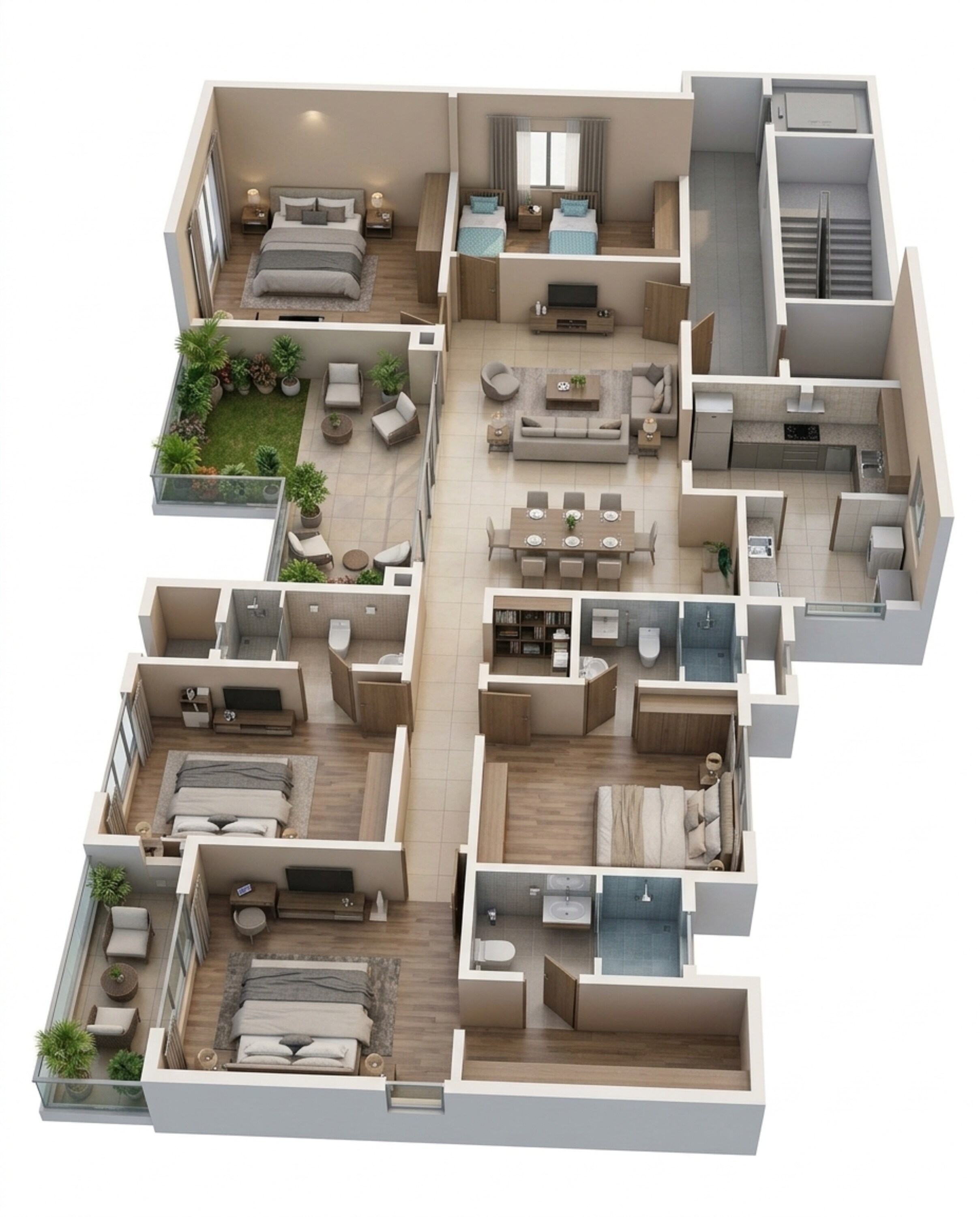 Floor plan of 4 BHK 2481 Sq. Ft. Apartment in Sobha Neopolis, Bangalore