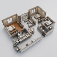 Floor plan of 3 BHK 1382 Sq. Ft. Apartment in Brigade El Dorado Emerald And Luminaire, Bangalore