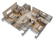Floor plan of 2 BHK 1135 Sq. Ft. Apartment in Aston Park At The Prestige City, Bangalore