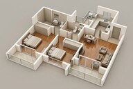 Floor plan of 2 BHK 787 Sq. Ft. Apartment in Godrej Urban Retreat, Pune