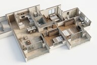 Floor plan of 3 BHK 1007 Sq. Ft. Apartment in Godrej Urban Retreat, Pune