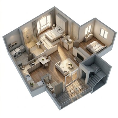Floor plan of 2 BHK 1130 Sq. Ft. Apartment in Rohan Ekanta, Bangalore