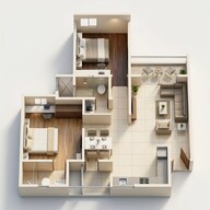 Floor plan of 2 BHK 1295 Sq. Ft. Apartment in Rohan Ekanta, Bangalore
