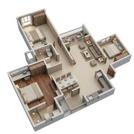 Floor plan of 3 BHK 1525 Sq. Ft. Apartment in Rohan Ekanta, Bangalore