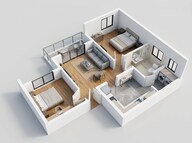 Floor plan of 1 BHK 720 Sq. Ft. Apartment in Rohan Ekanta, Bangalore