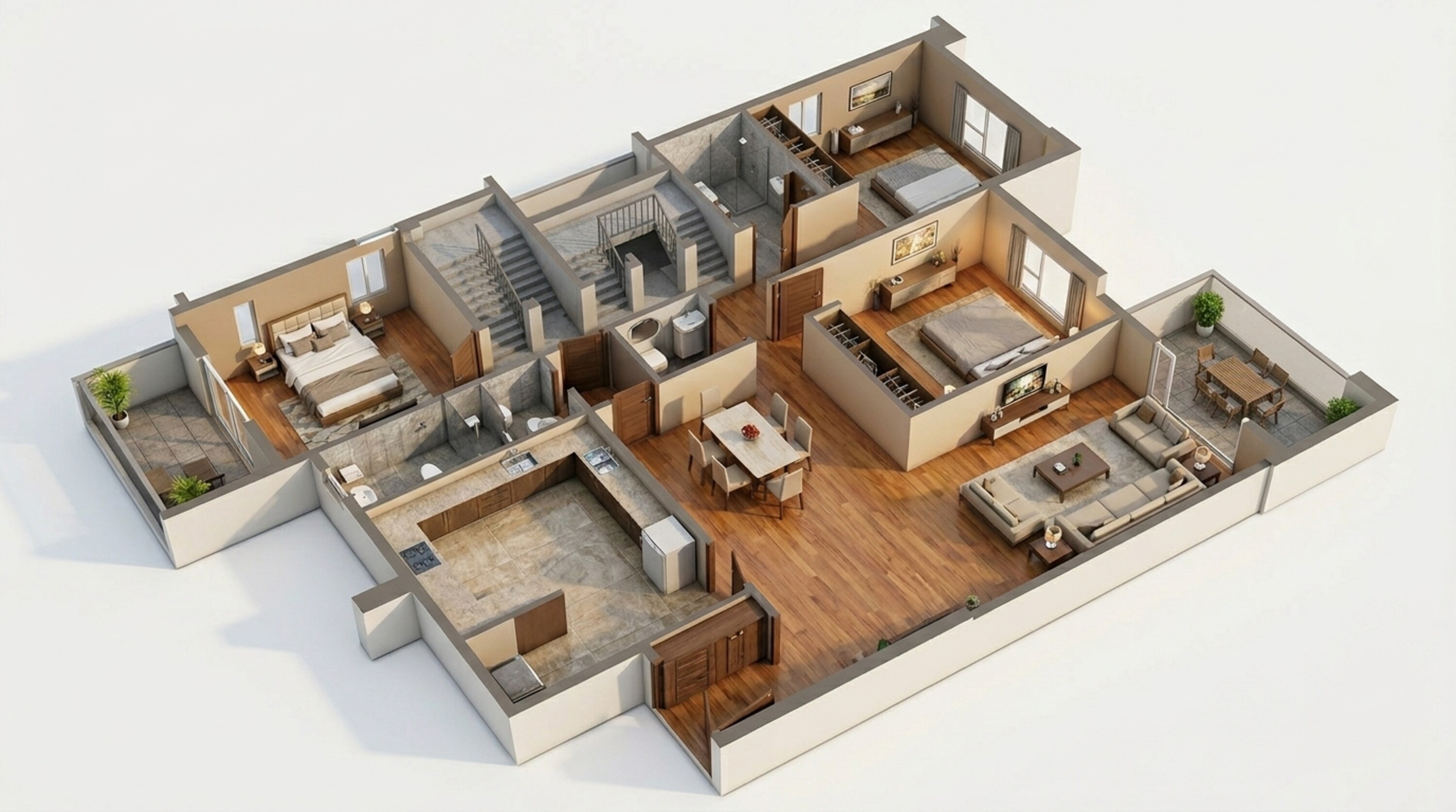 Floor plan of 3 BHK 1374 Sq. Ft. Apartment in Kolte Patil 24K Altura, Pune