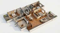 Floor plan of 3 BHK 1374 Sq. Ft. Apartment in Kolte Patil 24K Altura, Pune