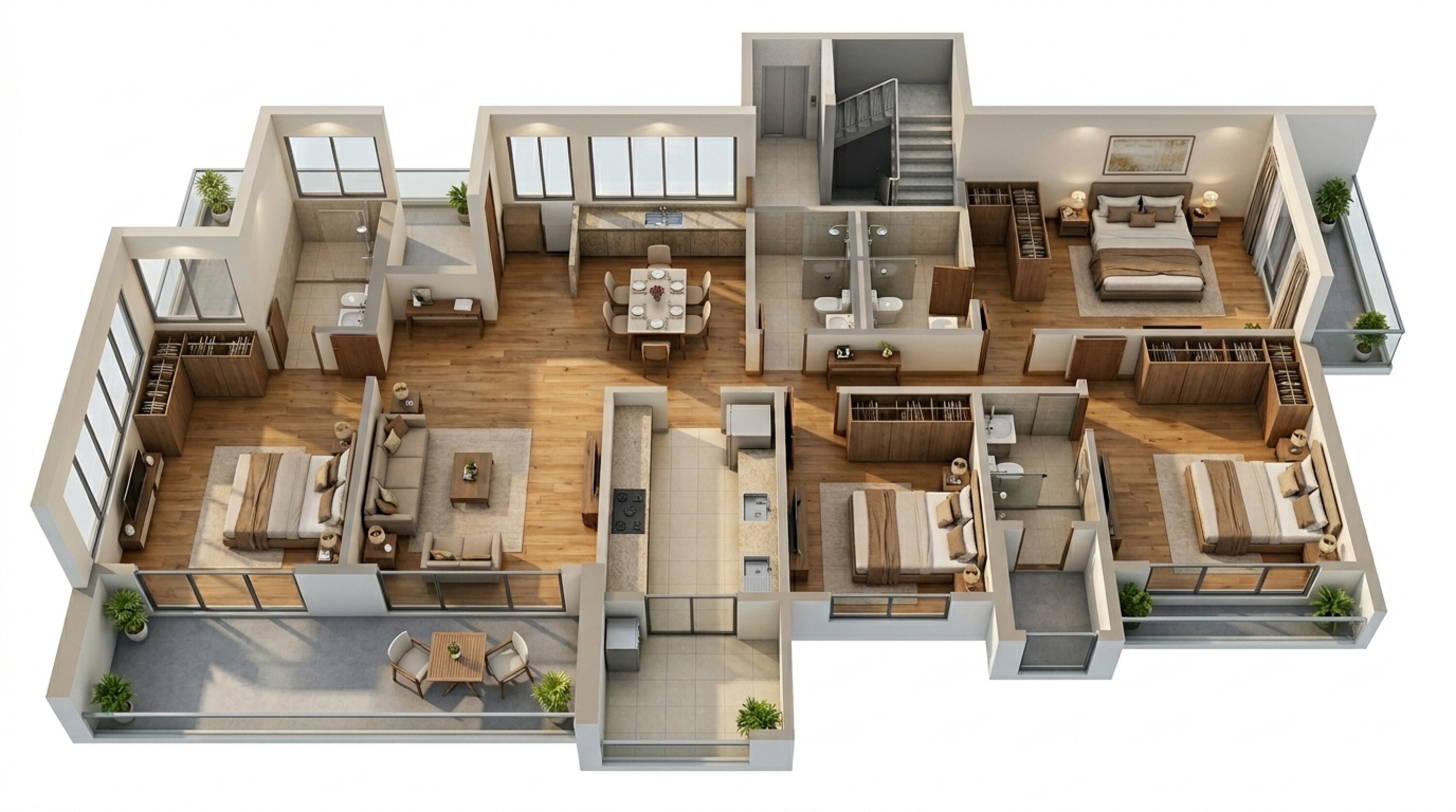 Floor plan of 4 BHK 1695 Sq. Ft. Apartment in Kolte Patil 24K Altura, Pune