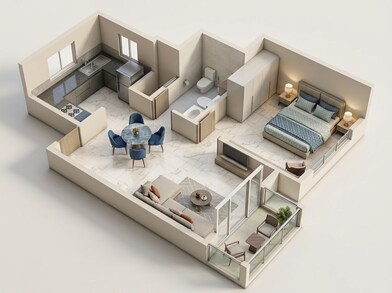 Floor plan of 1 BHK 669 Sq. Ft. Apartment in Prestige Lavender Fields, Bangalore